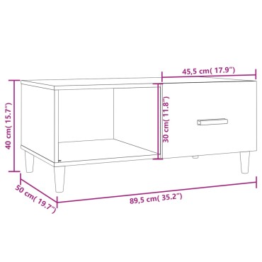 vidaXL Τραπεζάκι Σαλονιού Γυαλ. Λευκό 89,5x50x40cm Επεξεργ. Ξύλο 1 τεμ.
