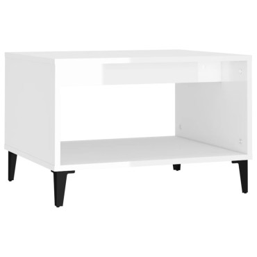 vidaXL Τραπεζάκι Σαλονιού Γυαλ. Λευκό 60x50x40cm Επεξεργασμένο Ξύλο 1 τεμ.