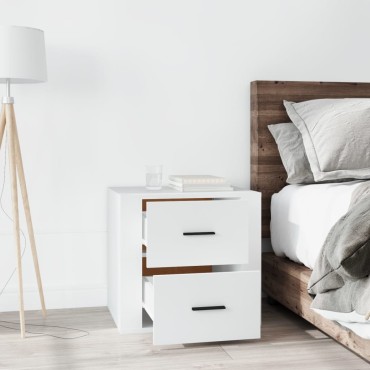 vidaXL Κομοδίνο Λευκό 50x39x47cm 1 τεμ.