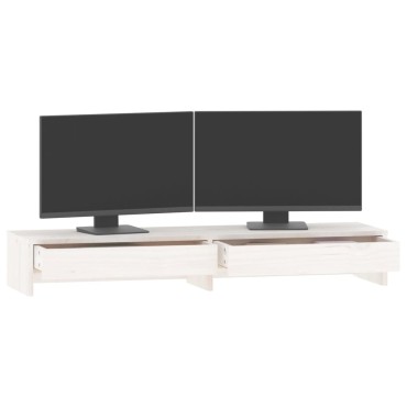 vidaXL Βάση Οθόνης Λευκή 100x27x15 εκ. από Μασίφ Ξύλο Πεύκου