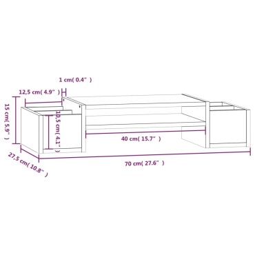 vidaXL Βάση Οθόνης Καφέ 70x27,5x15 εκ. από Μασίφ Ξύλο Πεύκου