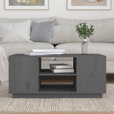 vidaXL Τραπεζάκι Σαλονιού Γκρι 90x49x40,5cm Μασίφ Ξύλο Πεύκου 1 τεμ.