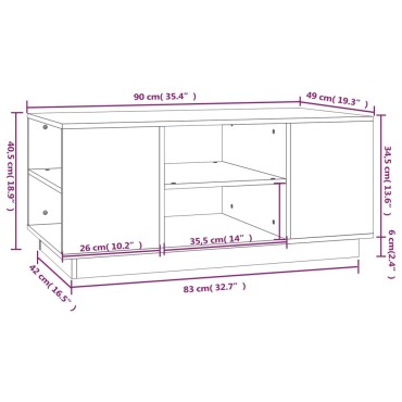 vidaXL Τραπεζάκι Σαλονιού Γκρι 90x49x40,5cm Μασίφ Ξύλο Πεύκου 1 τεμ.