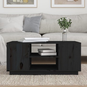 vidaXL Τραπεζάκι Σαλονιού Μαύρο 90x49x40,5cm από Μασίφ Ξύλο Πεύκου 1 τεμ.