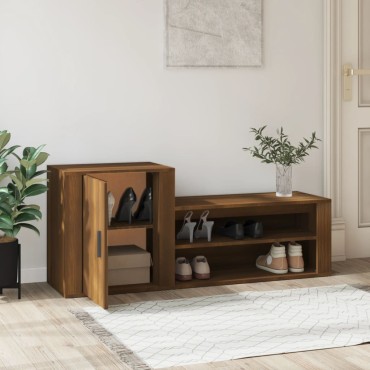 vidaXL Παπουτσοθήκη Καφέ Δρυς 130x35x54cm από Επεξεργασμένο Ξύλο