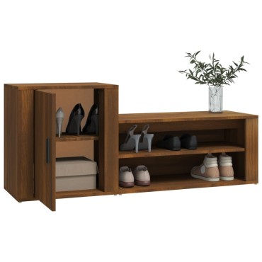 vidaXL Παπουτσοθήκη Καφέ Δρυς 130x35x54cm από Επεξεργασμένο Ξύλο
