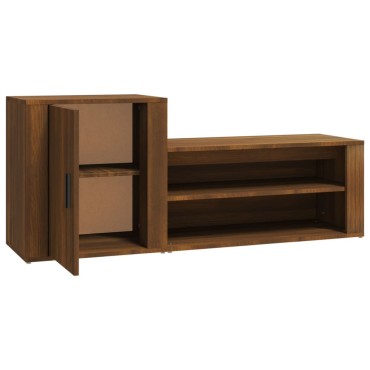 vidaXL Παπουτσοθήκη Καφέ Δρυς 130x35x54cm από Επεξεργασμένο Ξύλο