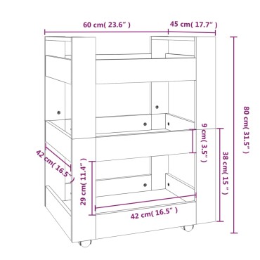 vidaXL Τρόλεϊ Κουζίνας Sonoma δρυς 60x45x80cm από Επεξεργασμένο Ξύλο 1 τεμ.