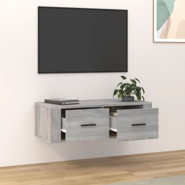 vidaXL Έπιπλο Τηλεόρασης Κρεμαστό Γκρι Sonoma 80x36x25cm Επεξ. Ξύλο