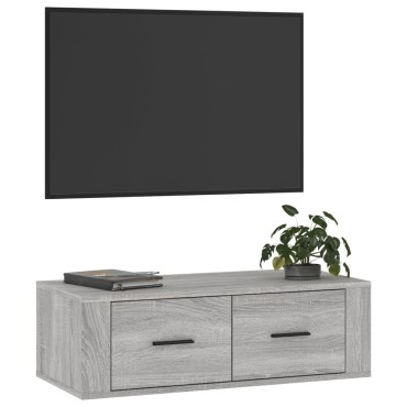 vidaXL Έπιπλο Τηλεόρασης Κρεμαστό Γκρι Sonoma 80x36x25cm Επεξ. Ξύλο