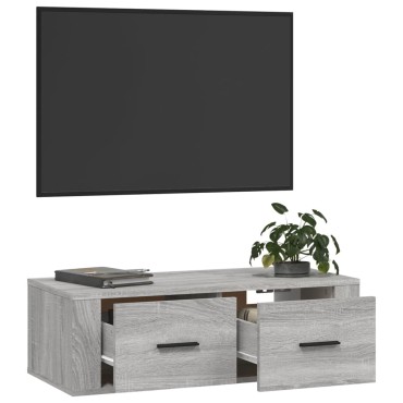 vidaXL Έπιπλο Τηλεόρασης Κρεμαστό Γκρι Sonoma 80x36x25cm Επεξ. Ξύλο