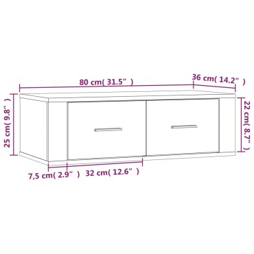 vidaXL Κρεμαστό Ντουλάπι Καφέ Δρυς 80x36x25cm Επεξεργασμένο Ξύλο