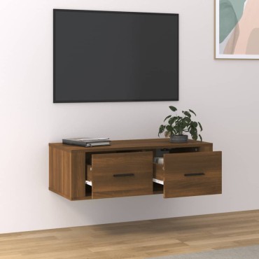 vidaXL Κρεμαστό Ντουλάπι Καφέ Δρυς 80x36x25cm Επεξεργασμένο Ξύλο