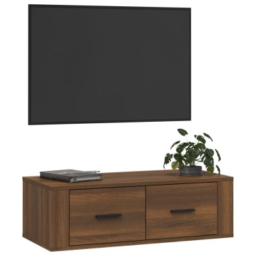 vidaXL Κρεμαστό Ντουλάπι Καφέ Δρυς 80x36x25cm Επεξεργασμένο Ξύλο