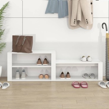 vidaXL Παπουτσοθήκη Γυαλιστερό Λευκό 150x35x45cm Επεξεργασμένο Ξύλο