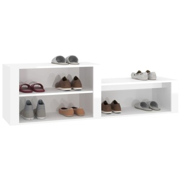 vidaXL Παπουτσοθήκη Γυαλιστερό Λευκό 150x35x45cm Επεξεργασμένο Ξύλο