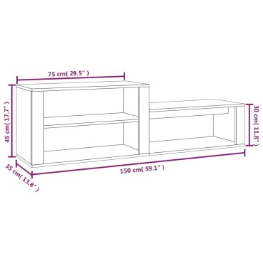 vidaXL Παπουτσοθήκη Γυαλιστερό Λευκό 150x35x45cm Επεξεργασμένο Ξύλο