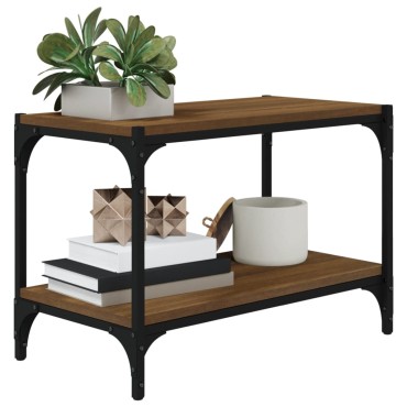 vidaXL Έπιπλο Τηλεόρασης Καφέ Δρυς 60x33x41cm Επεξ. Ξύλο & Ατσάλι
