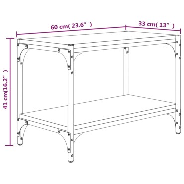 vidaXL Έπιπλο Τηλεόρασης Καφέ Δρυς 60x33x41cm Επεξ. Ξύλο & Ατσάλι