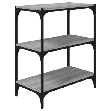 vidaXL Βιβλιοθήκη Γκρι Sonoma 60x33x70,5cm Επεξ. Ξύλο & Ατσάλι 1 τεμ.