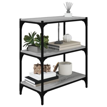 vidaXL Βιβλιοθήκη Γκρι Sonoma 60x33x70,5cm Επεξ. Ξύλο & Ατσάλι 1 τεμ.