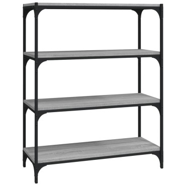 vidaXL Βιβλιοθήκη Γκρι Sonoma 80x33x100cm Επεξ. Ξύλο & Ατσάλι 1 τεμ.