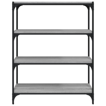 vidaXL Βιβλιοθήκη Γκρι Sonoma 80x33x100cm Επεξ. Ξύλο & Ατσάλι 1 τεμ.