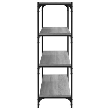 vidaXL Βιβλιοθήκη Γκρι Sonoma 80x33x100cm Επεξ. Ξύλο & Ατσάλι 1 τεμ.