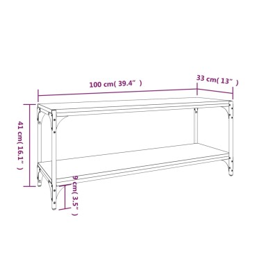 vidaXL Έπιπλο Τηλεόρασης Γκρι Sonoma 100x33x41cm Επεξ. Ξύλο & Ατσάλι