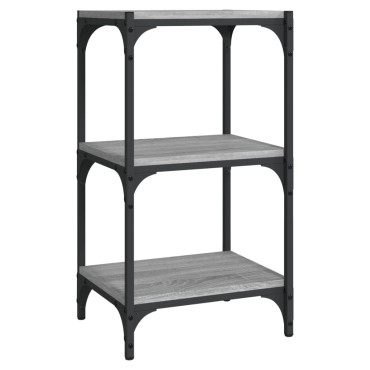 vidaXL Βιβλιοθήκη Γκρι Sonoma 40x33x70,5cm Επεξ. Ξύλο & Ατσάλι 1 τεμ.