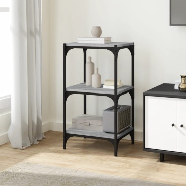 vidaXL Βιβλιοθήκη Γκρι Sonoma 40x33x70,5cm Επεξ. Ξύλο & Ατσάλι 1 τεμ.