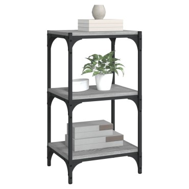 vidaXL Βιβλιοθήκη Γκρι Sonoma 40x33x70,5cm Επεξ. Ξύλο & Ατσάλι 1 τεμ.