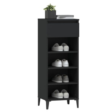 vidaXL Παπουτσοθήκη Μαύρο 40x36x105cm από Επεξεργασμένο Ξύλο
