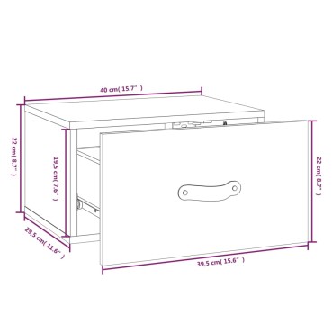 vidaXL Κομοδίνo Επιτοίχιo Καφέ Μελί 40x29,5x22cm