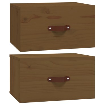 vidaXL Κομοδίνα Επιτοίχια 2 τεμ. Καφέ Μελί 40x29,5x22cm