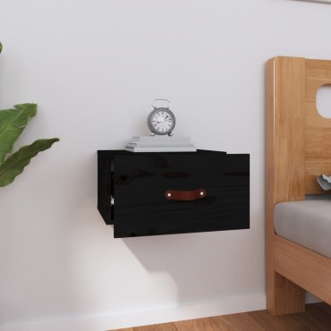 vidaXL Κομοδίνο Επιτοίχιο Μαύρη 40x29,5x22cm 1 τεμ.