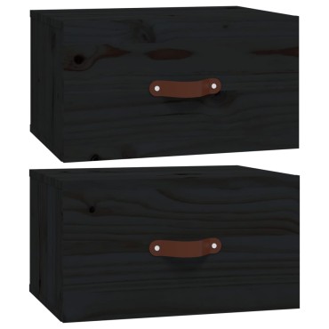 vidaXL Κομοδίνα Επιτοίχια 2 τεμ. Μαύρη 40x29,5x22cm