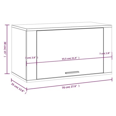vidaXL Παπουτσοθήκη Επιτοίχια Καφέ δρυς 70x35x38cm Μασίφ Ξύλο Πεύκου