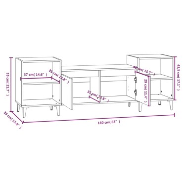 vidaXL Έπιπλο Τηλεόρασης Γκρι Σκυρ. 160x35x55cm Επεξ. Ξύλο