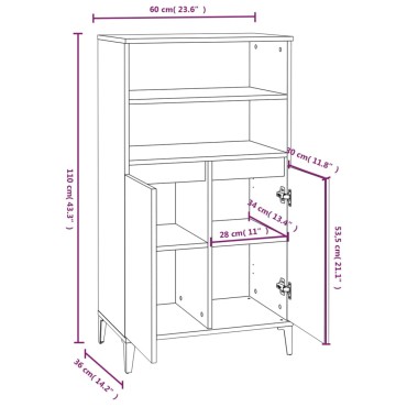 vidaXL Ντουλάπι Μαύρο 60x36x110cm από Επεξεργασμένο Ξύλο 1 τεμ.