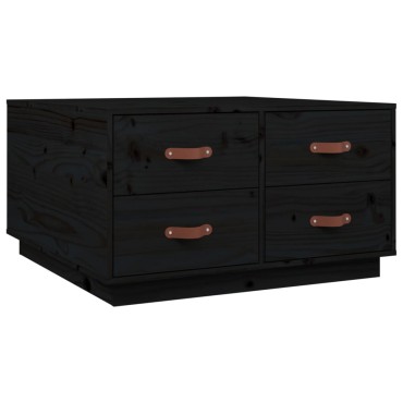 vidaXL Τραπεζάκι Σαλονιού Μαύρο 80x80x45cm από Μασίφ Ξύλο Πεύκου 1 τεμ.