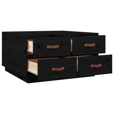 vidaXL Τραπεζάκι Σαλονιού Μαύρο 80x80x45cm από Μασίφ Ξύλο Πεύκου 1 τεμ.