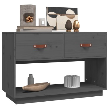 vidaXL Έπιπλο Τηλεόρασης Γκρι 90x40x60cm από Μασίφ Ξύλο Πεύκου