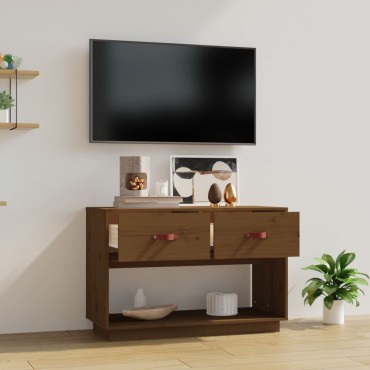vidaXL Έπιπλο Τηλεόρασης Καφέ Μελί 90x40x60cm από Μασίφ Ξύλο Πεύκου