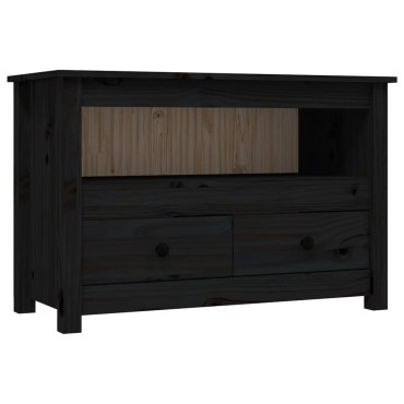 vidaXL Έπιπλο Τηλεόρασης Μαύρο 79x35x52cm από Μασίφ Ξύλο Πεύκου