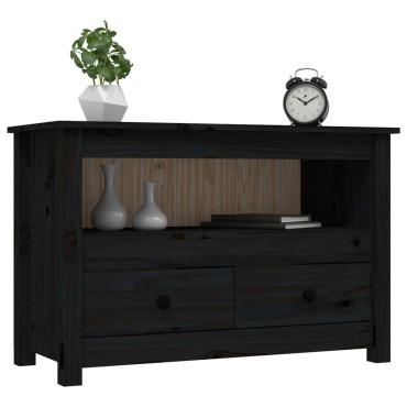vidaXL Έπιπλο Τηλεόρασης Μαύρο 79x35x52cm από Μασίφ Ξύλο Πεύκου