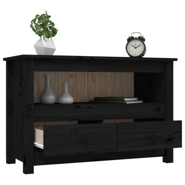 vidaXL Έπιπλο Τηλεόρασης Μαύρο 79x35x52cm από Μασίφ Ξύλο Πεύκου
