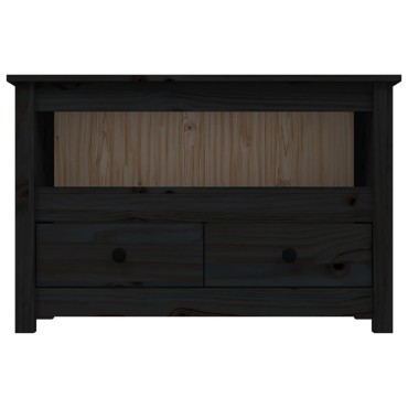 vidaXL Έπιπλο Τηλεόρασης Μαύρο 79x35x52cm από Μασίφ Ξύλο Πεύκου