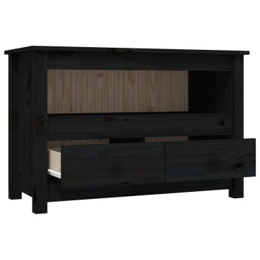 vidaXL Έπιπλο Τηλεόρασης Μαύρο 79x35x52cm από Μασίφ Ξύλο Πεύκου