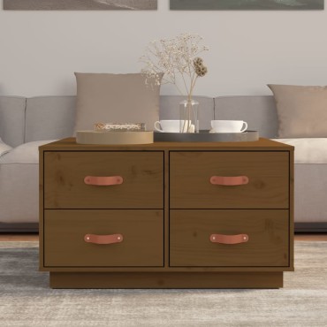 vidaXL Τραπεζάκι Σαλονιού Καφέ Μελί 80x80x45cm Μασίφ Ξύλο Πεύκου 1 τεμ.